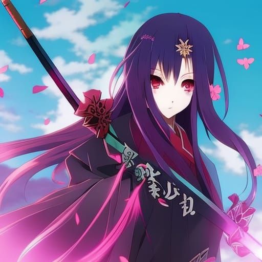 Anime Girl with Katana in Demon Slayer Style