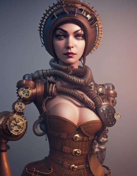 Steampunk Woman Illustration in High Quality 4K