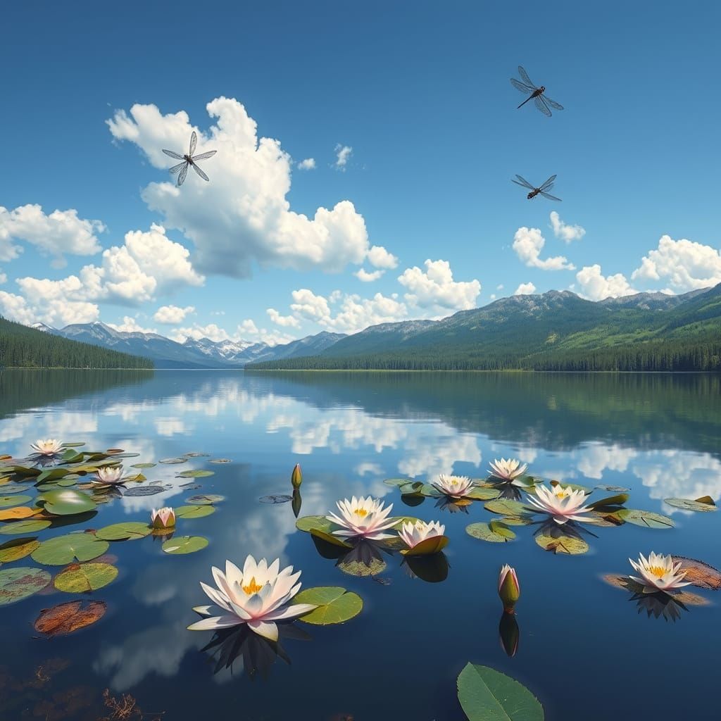 Idyllic Lake Scene in Grand Landscape Style