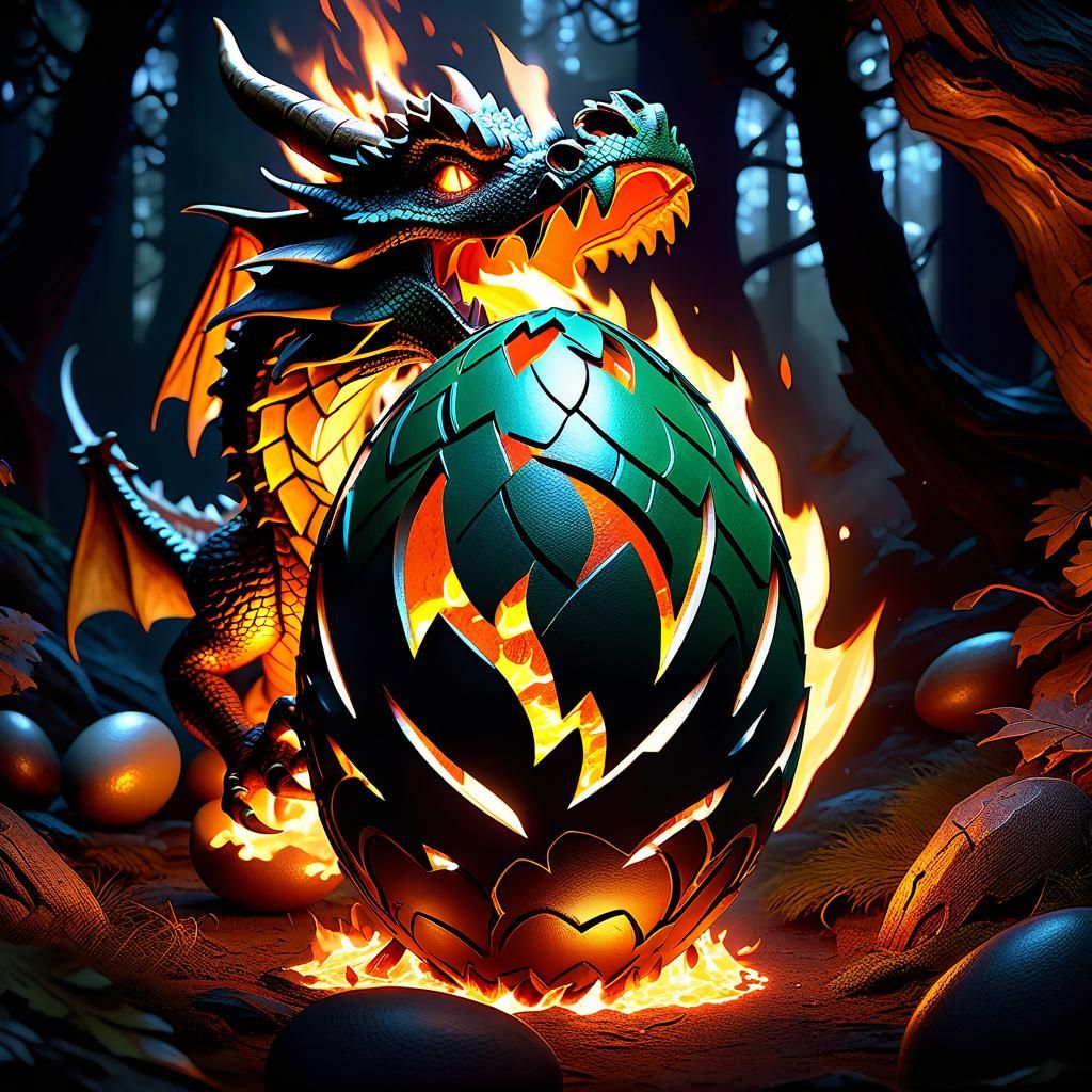 An imaginative dragon egg from where a baby dragon is coming...