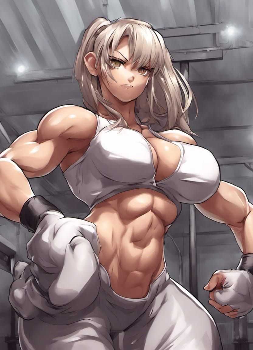 Muscular Anime Girl in Japanese Manga Style