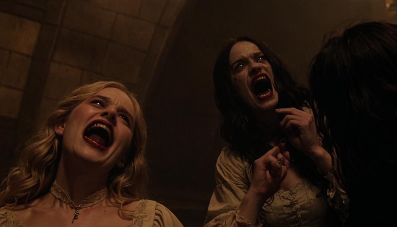 Vampire Women with Sharp Fangs and Hissing