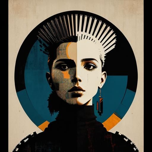 Abstract Collage Exploring Roots and Existence