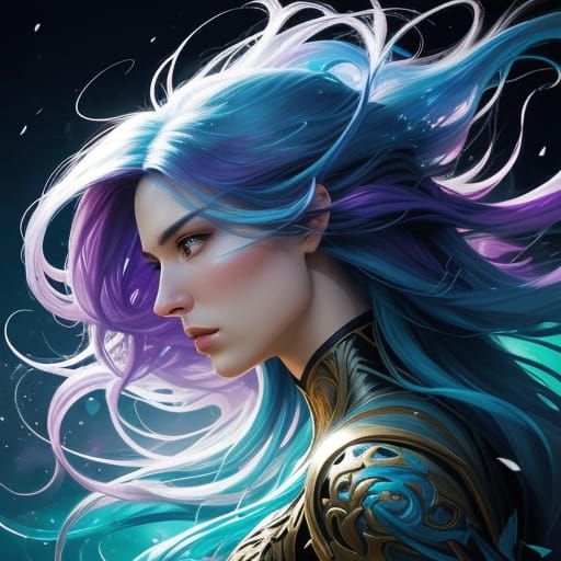 Ethereal Woman in Vibrant Abstract Splash Art Style