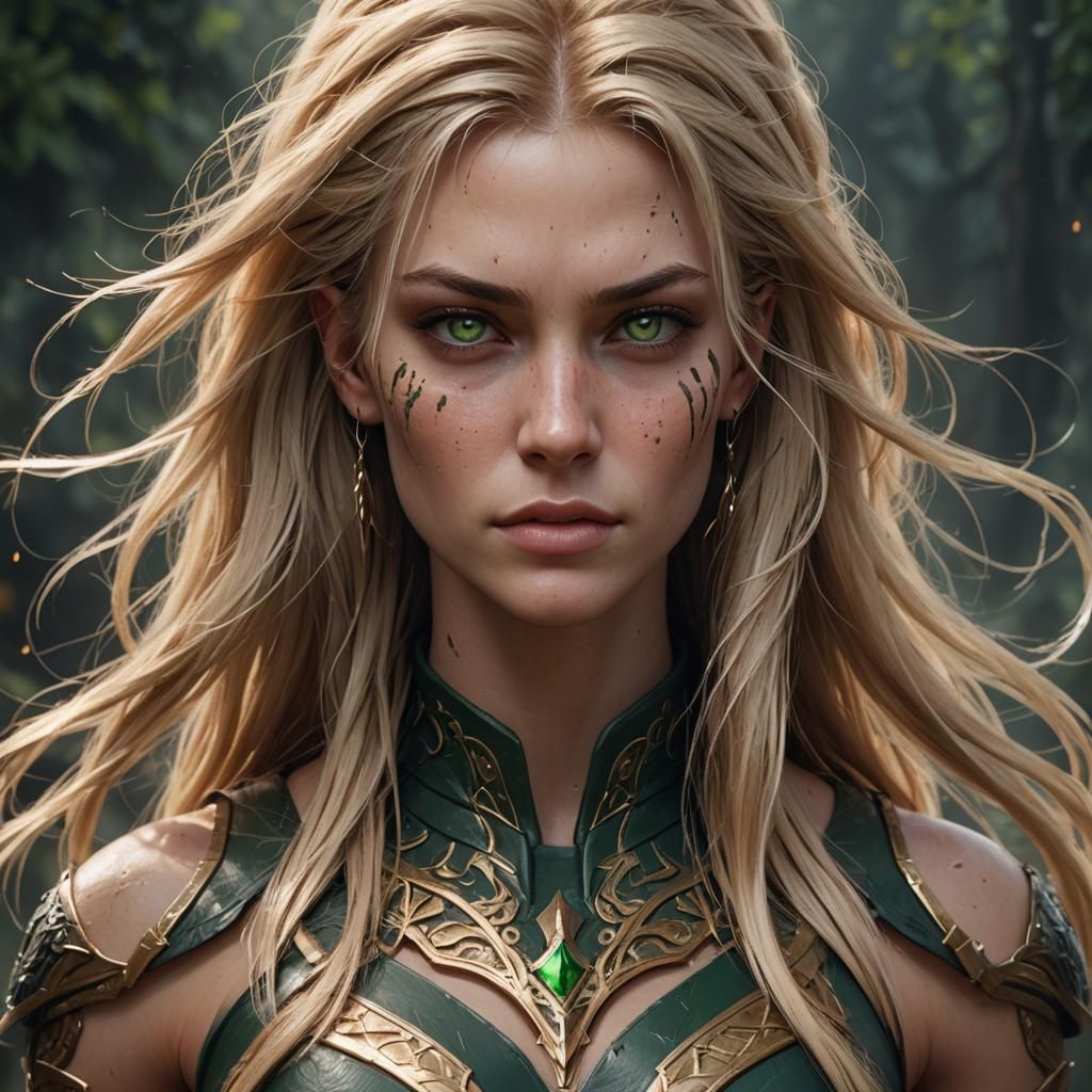 Fantasy Portrait of a Strong Blonde Woman in 8K