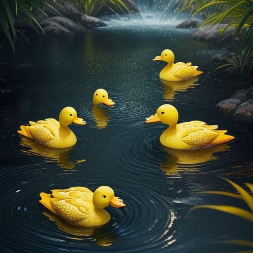 Hyperrealistic Rubber Duck Concept Art in Vibrant Splash Sty...