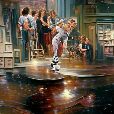Tony Danza Tap-Dancing, Oil Painting