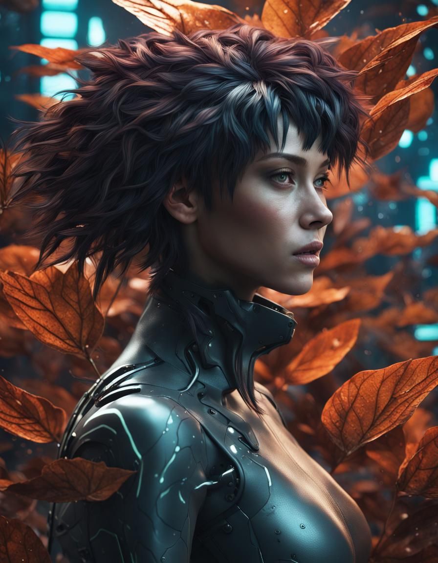 Hyperreal Female Cyborg in Ghost in the Shell Style