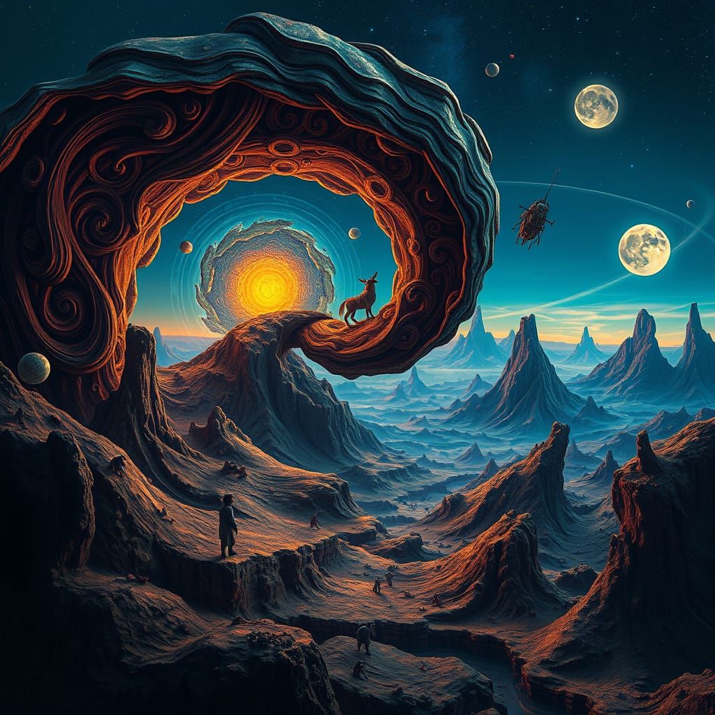 Surreal 8-Shaped Landscape in Deep, Rich Colors
