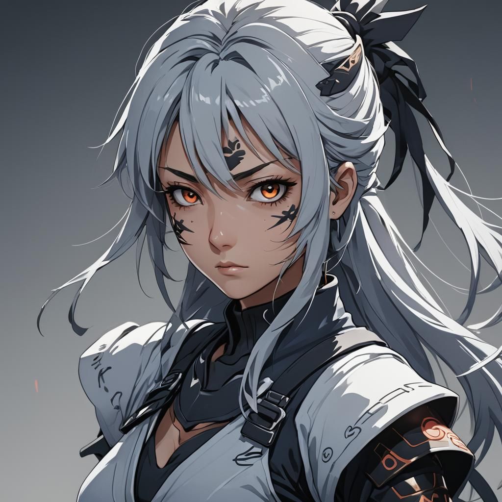 Anime Ninja Beauty with White Eyes