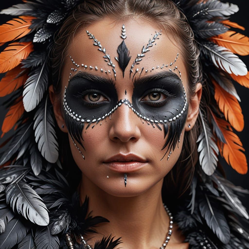 Crow Feather Seeress in Hyper-Realistic Digital Art