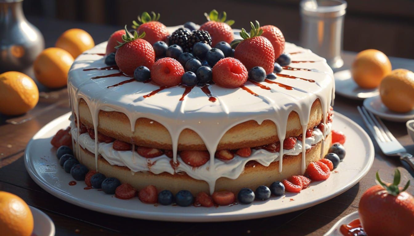 Fallen Cake After Fight in Anime Style