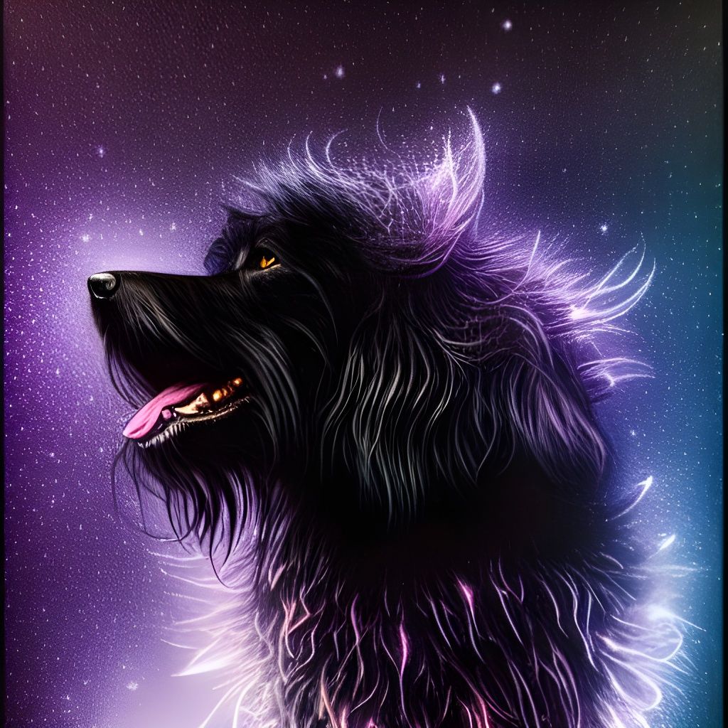 Cosmic Black Dog Disintegrating into Fractal Lights