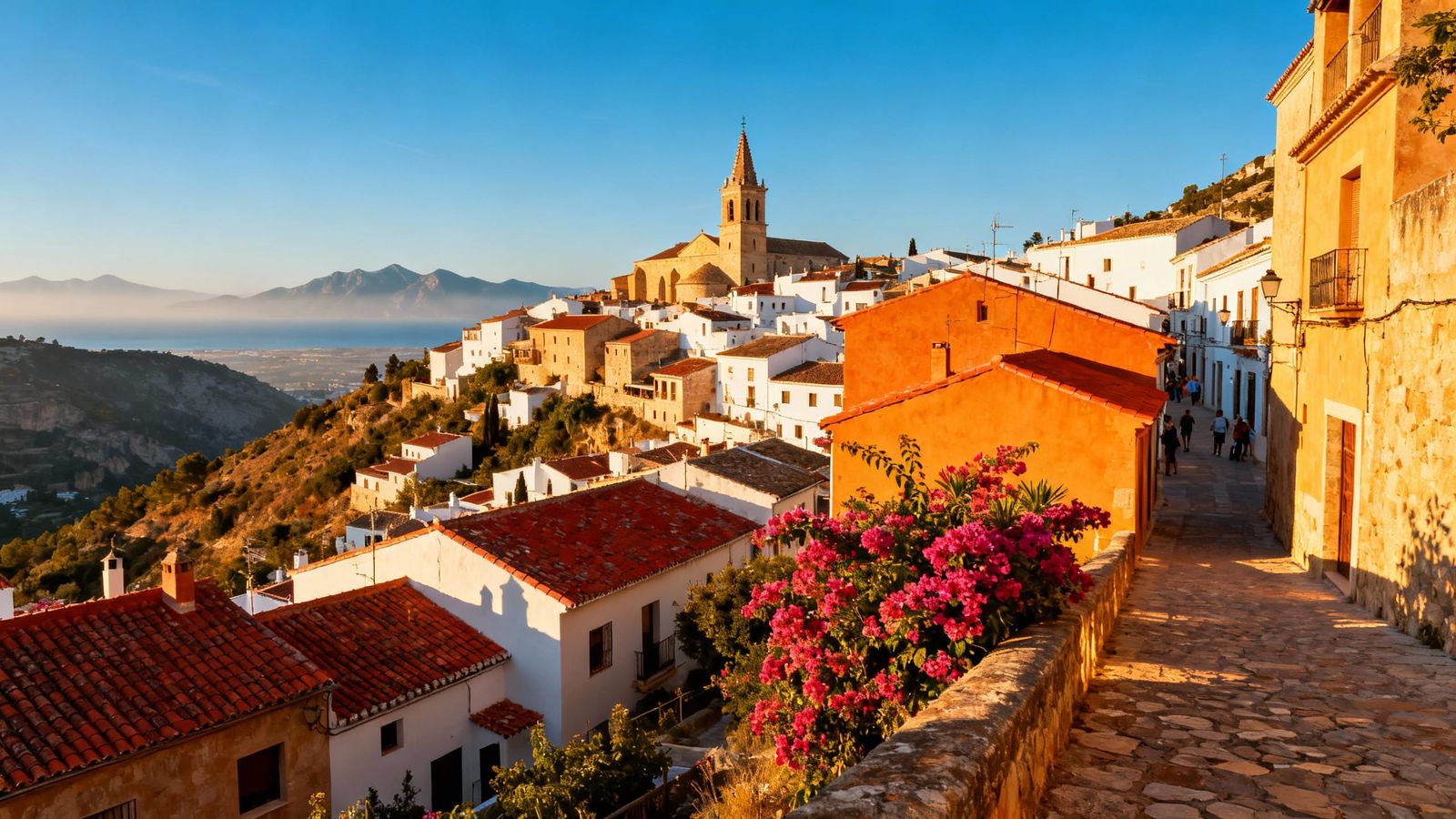 Hilltop Town in Spain's Valencian Community on Summer Aftern...