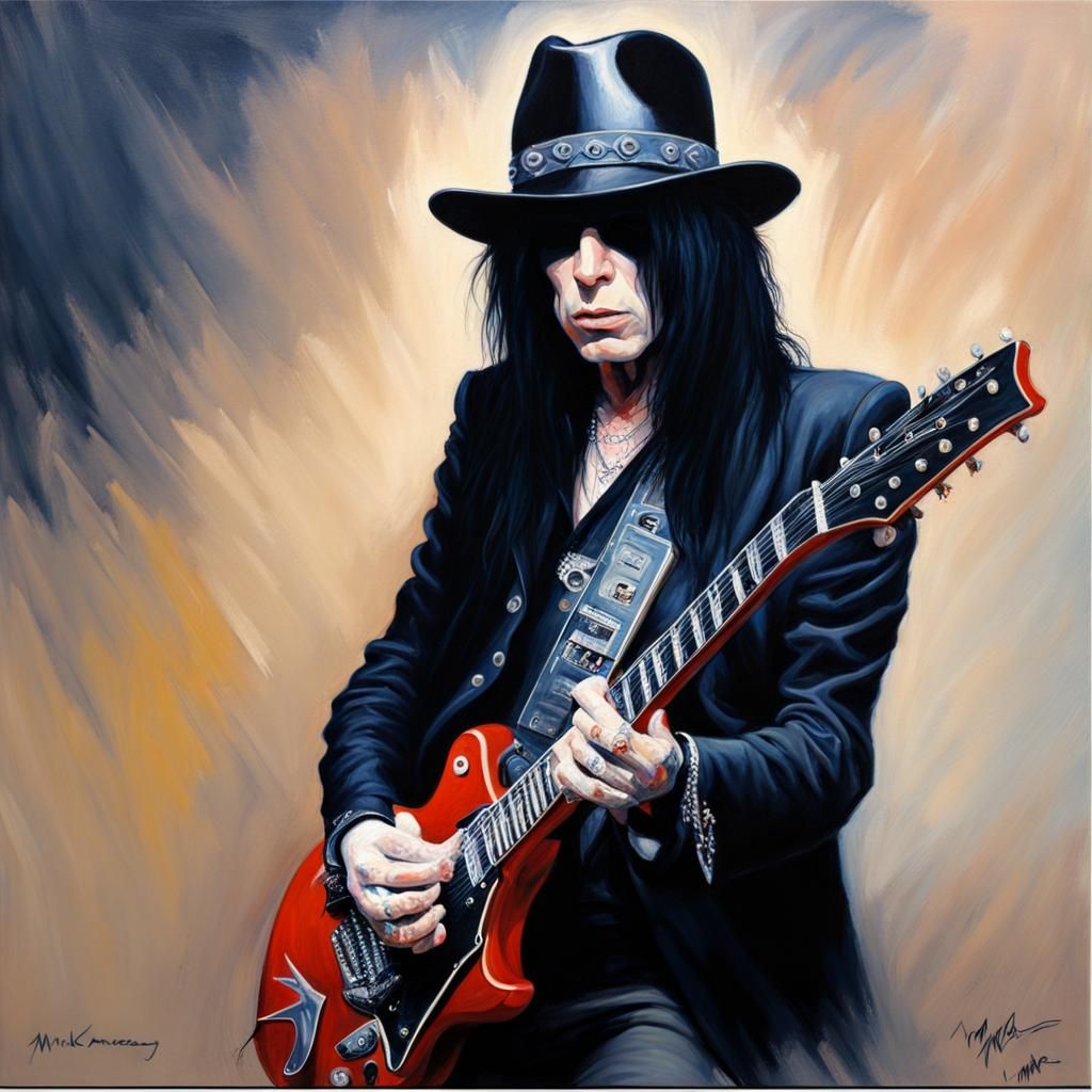 Mick Mars Oil Painting in James Gurney Style