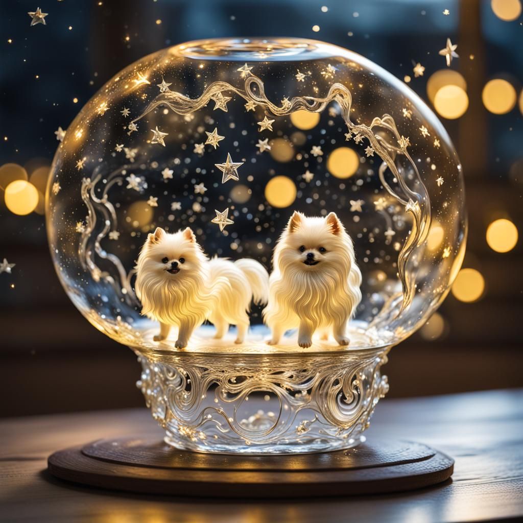 Baroque Slime Sculpture of Dancing Star Pomeranians