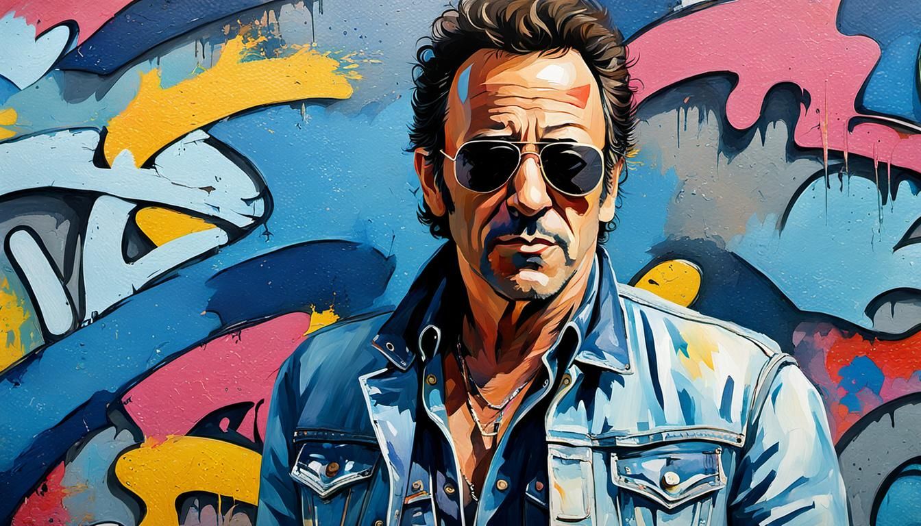 Bruce Springsteen Pop Art Portrait on the Boardwalk