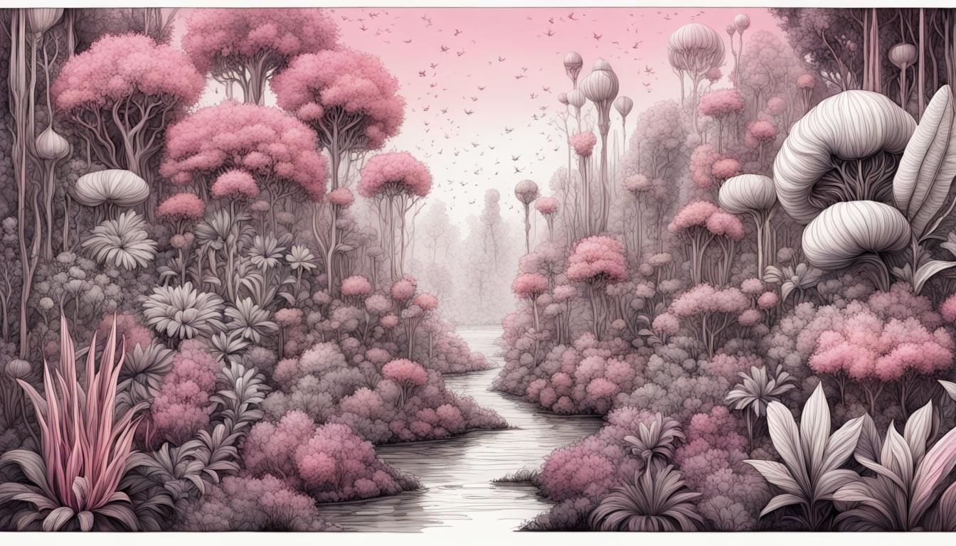 Magical Plants in Pen and Ink Style