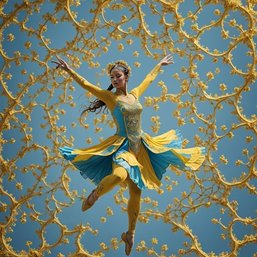 Ukrainian Ballerina Dancing with Fractal Dress