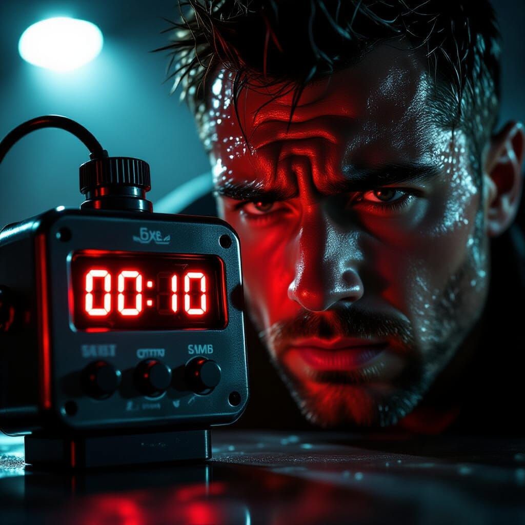 High-Tech Bomb Timer Close-Up: Ticking Down