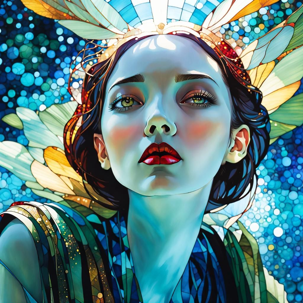 Stained Glass Masterpiece in Vibrant Art Brut Style