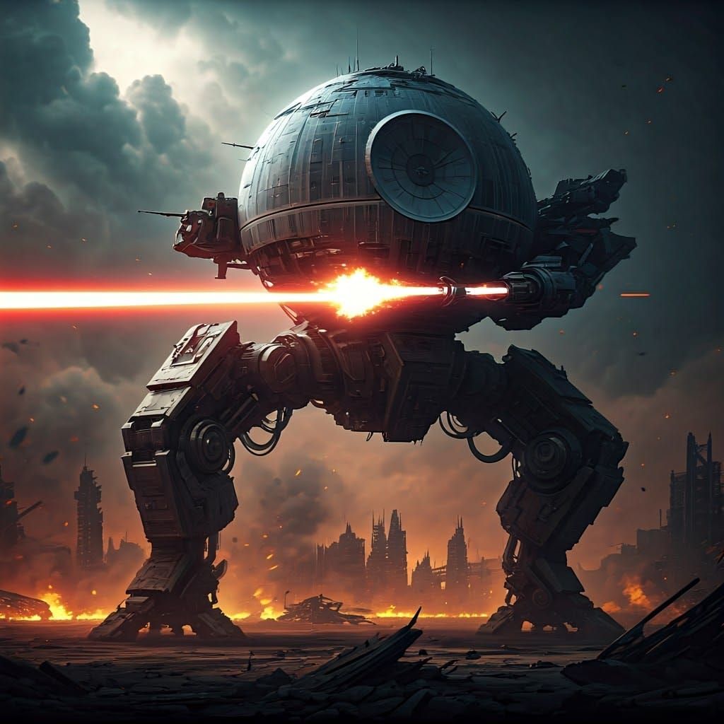 Gigantic BattleMech Dominates Futuristic Battlefield