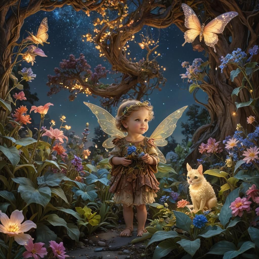 Enchanted Fairy Portrait with Alebrije Pet in Parrish Style