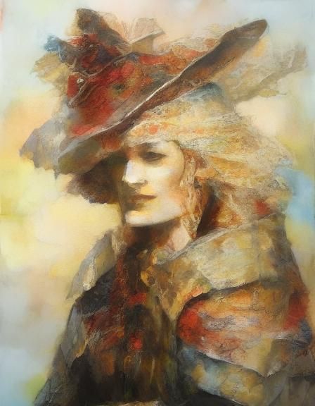 Filigree Oil Sfumato of a Woman and Man