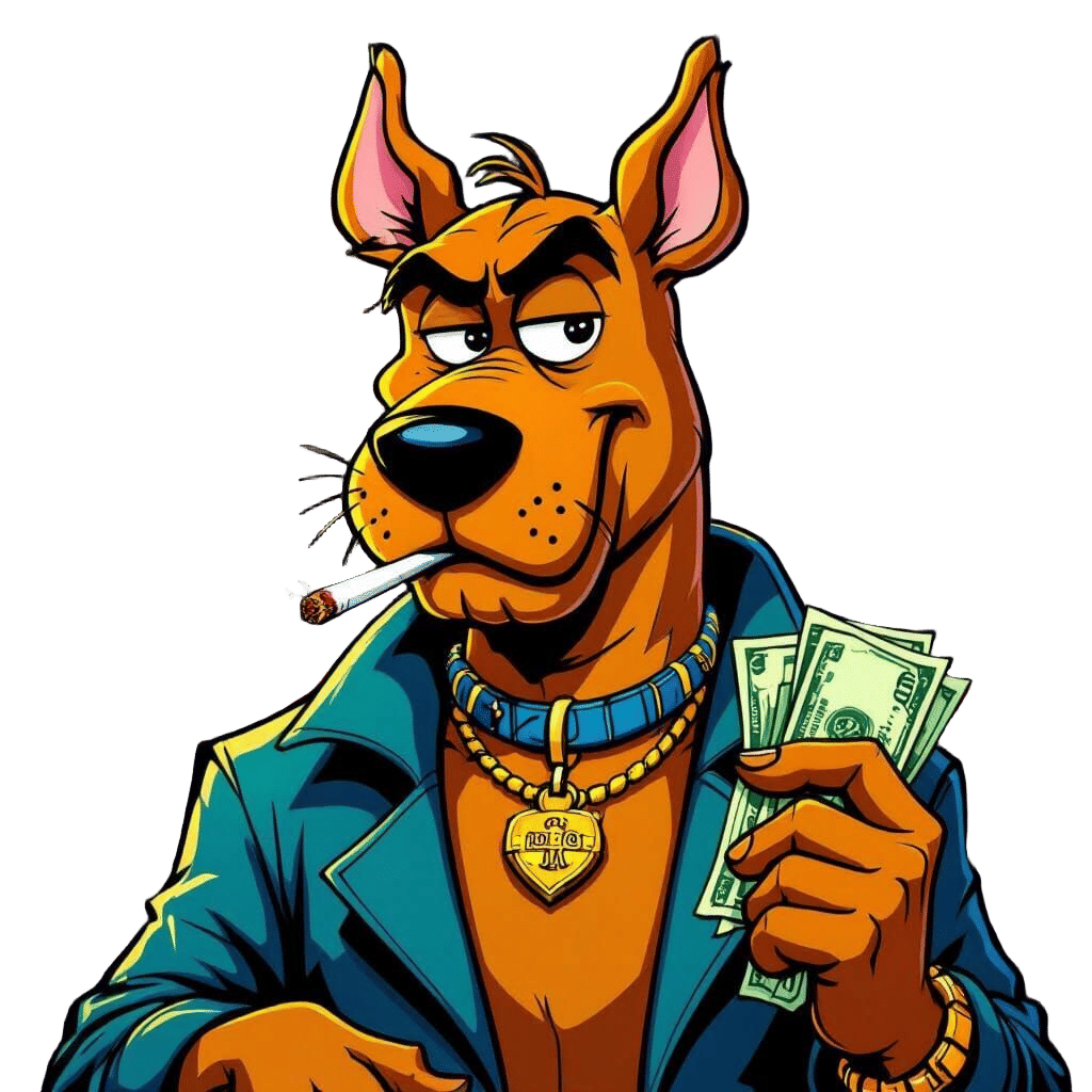 Stylized Dog Gangster Smoking and Holding Cash