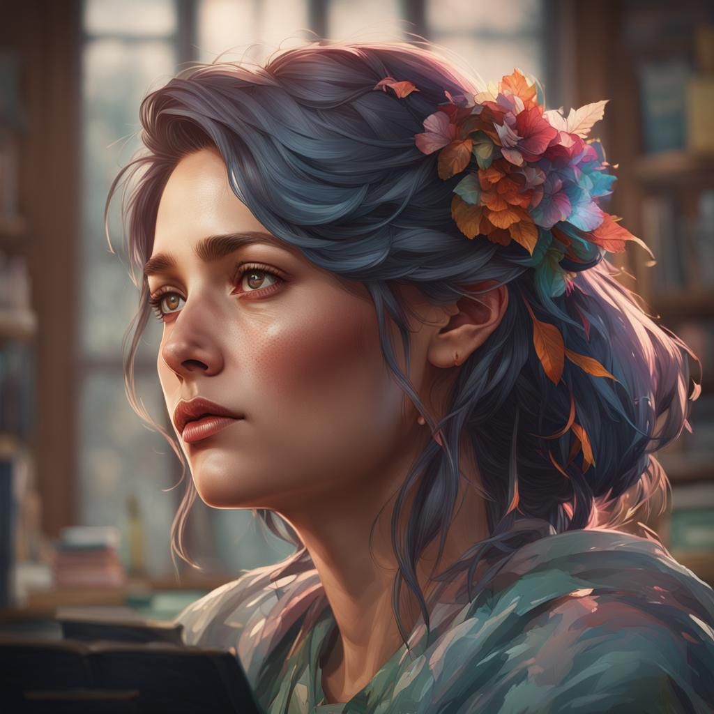 Detailed Classroom Portrait in Artgerm Style