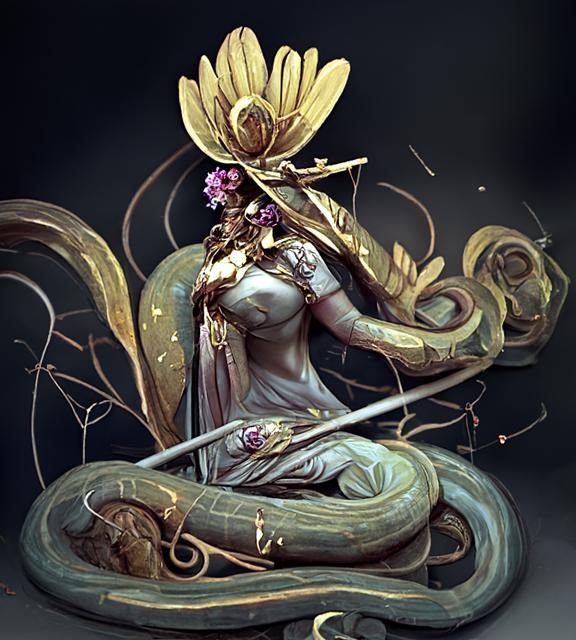Goddess with Snakes and Arrows in Art Nouveau Style