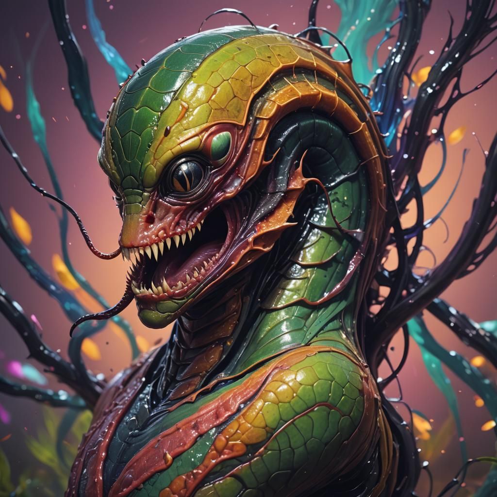 Hyperrealistic Leech Arcturian Hybrid Splash Art