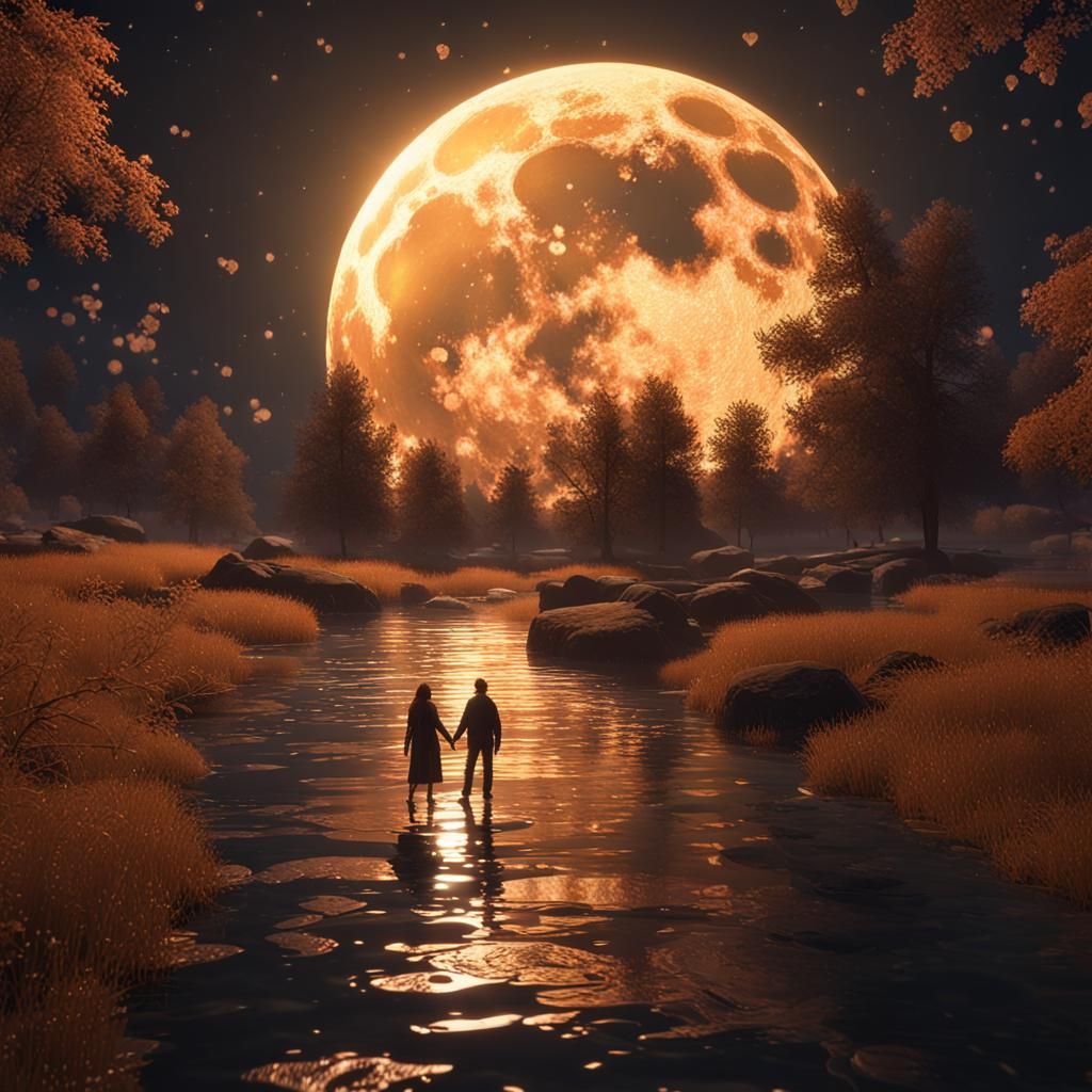 Romantic Plaid Pattern Under Moonlight in 3D