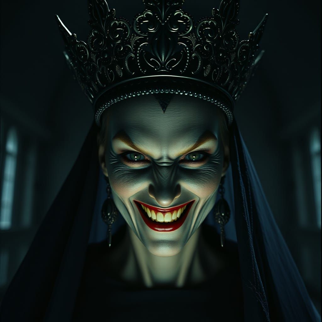 Majestic Vampire Queen in Dark, Haunting Splendor