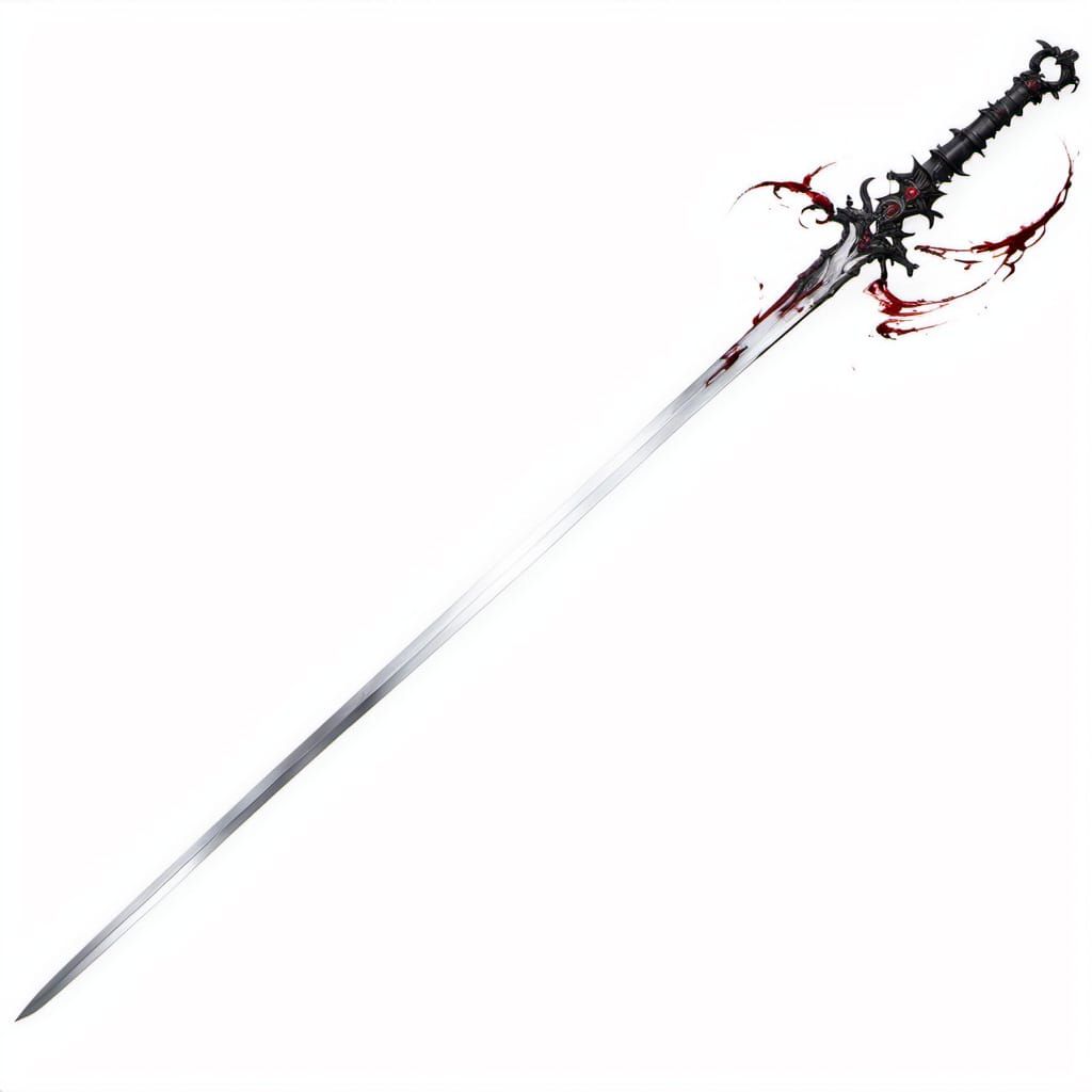 Gothic Black Rapier Sword Stained with Blood