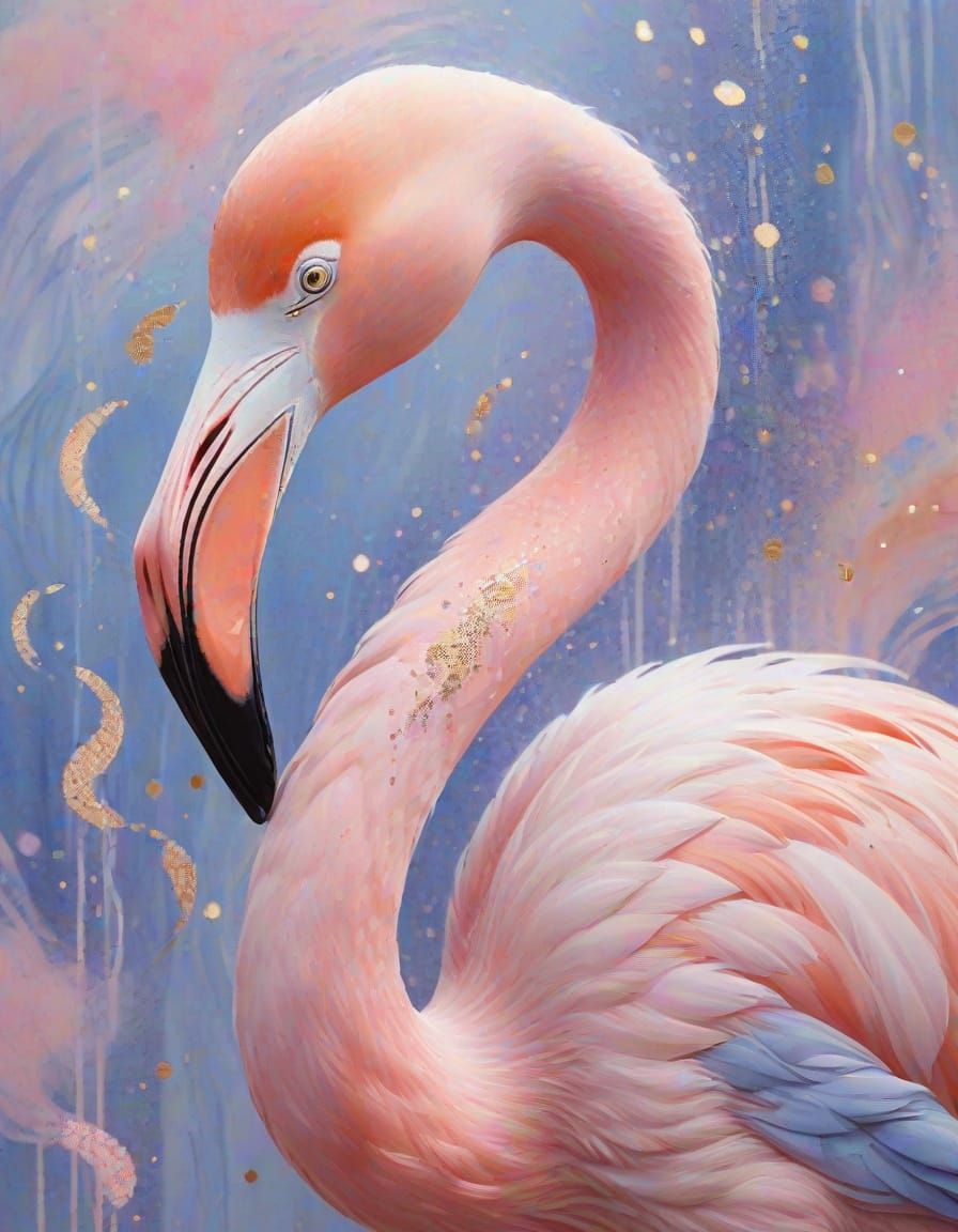 Flamingo in Soft Pastel Impressionism