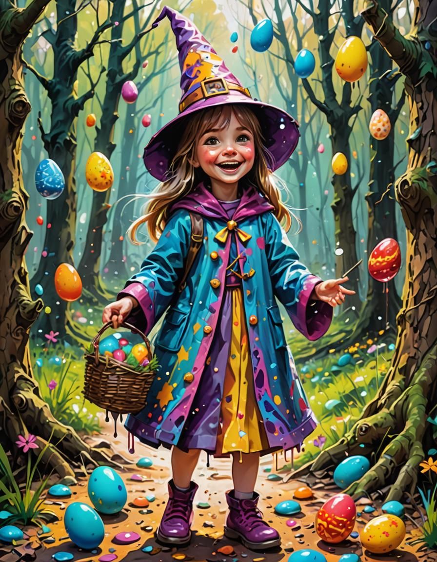Happy Wizard Girl's Easter Egg Hunt: Graffiti Art