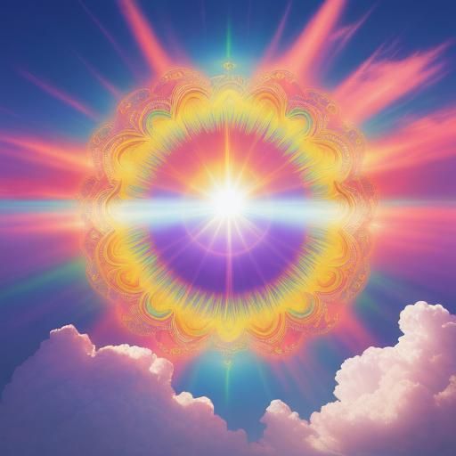 Psychedelic Optical Illusion: Sunshine Beams in Clouds