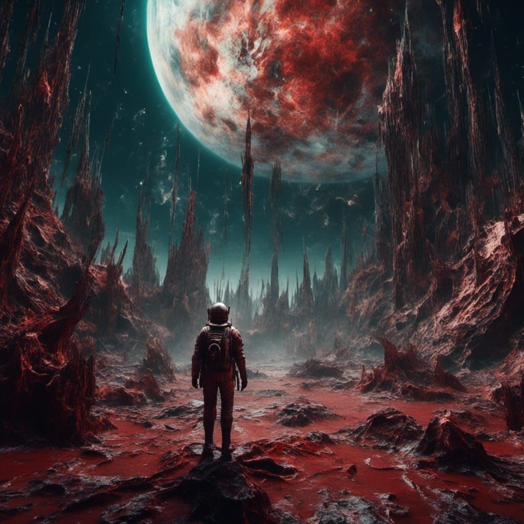 Macabre Figure Floating in Space: Fantasy Concept Art