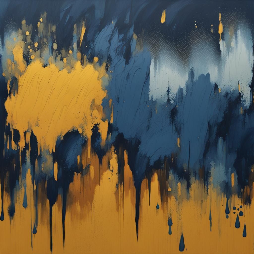 Abstract Rain with Yellow Ochre and Prussian Blue