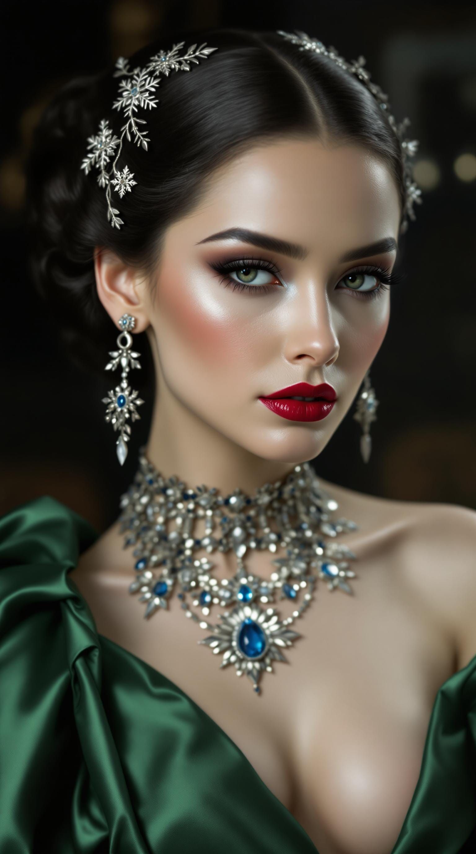 Elegant Woman in Dramatic Portrait, Inspired by Dark Fantasy
