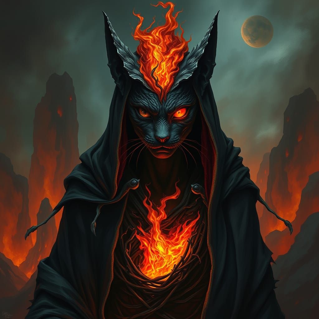 One-Eyed Lava Orc in Dark Fantasy Landscape