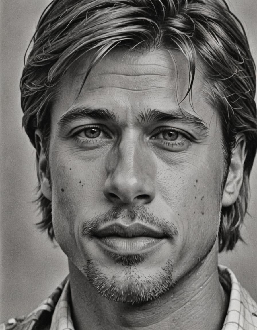 Young Brad Pitt Portrait in Tessellation Style