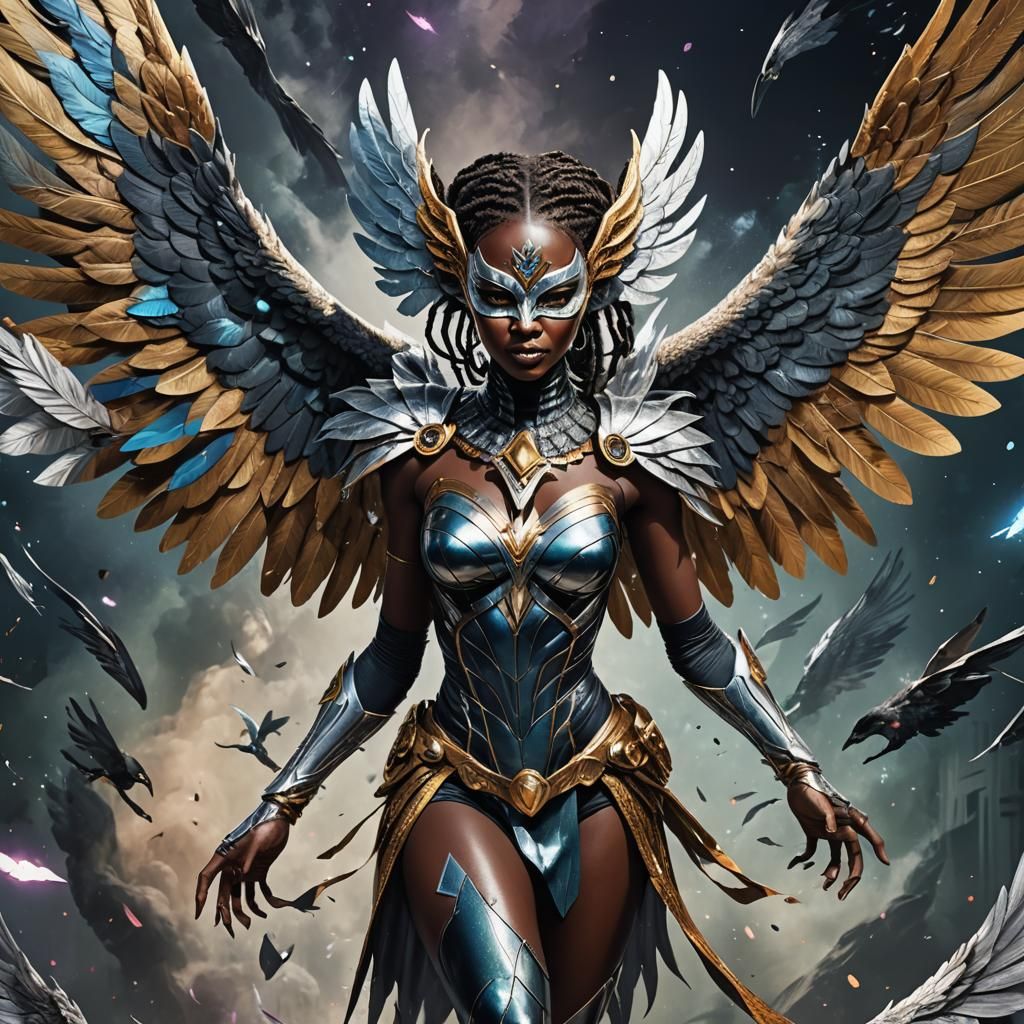 Harpy Mutant Swooping in Comic Book Style