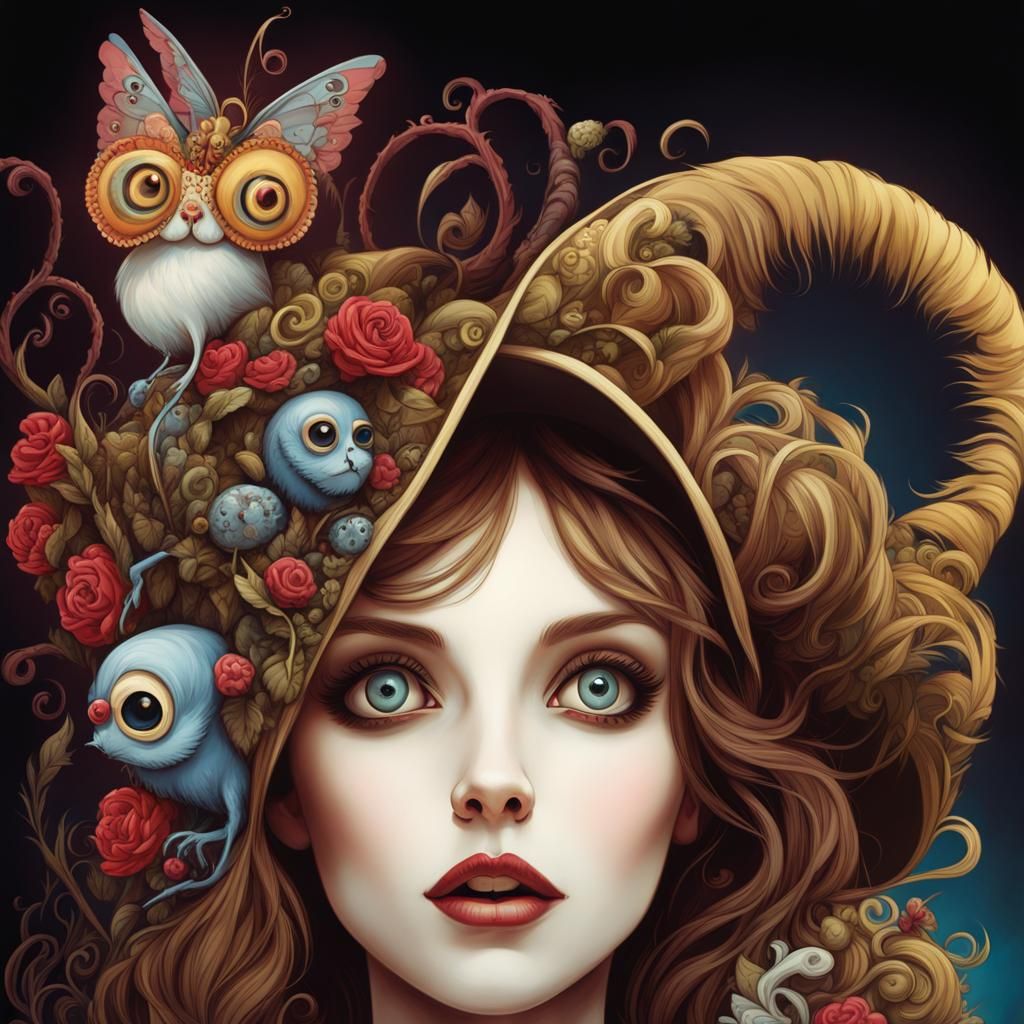 Alice in Zombieland: Tim Burton-esque Vector Art