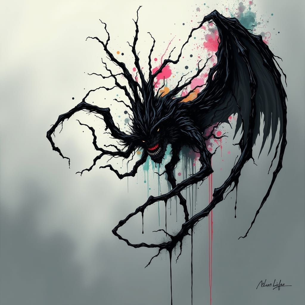 Ethereal Winged Hybrid in Dark, Ombre Hues