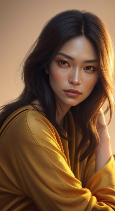 Actress Portrait in Loose Clothes, Oil Painting Style