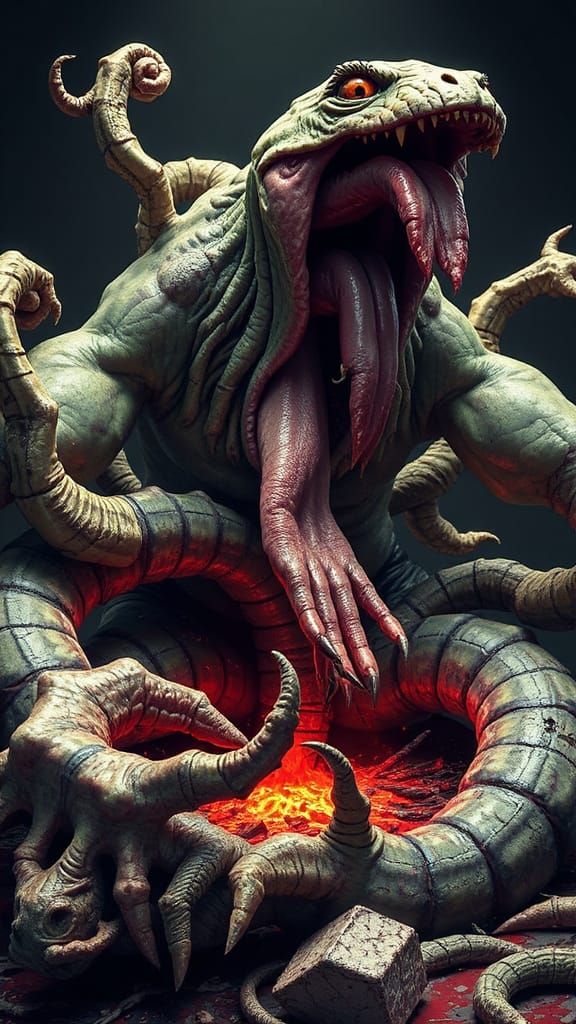 Repugnant Fractal Art: Sinister 3D Zombiecore Illustration