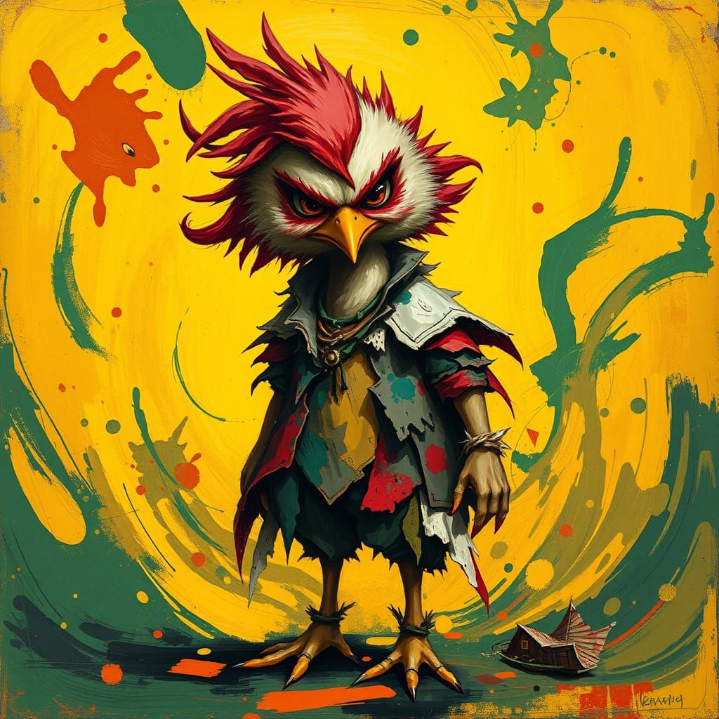 Furious Chick in Fauvist Abstract Expression