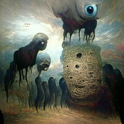 Horrific Scene of Countless Eyes in Gothic Horror Style